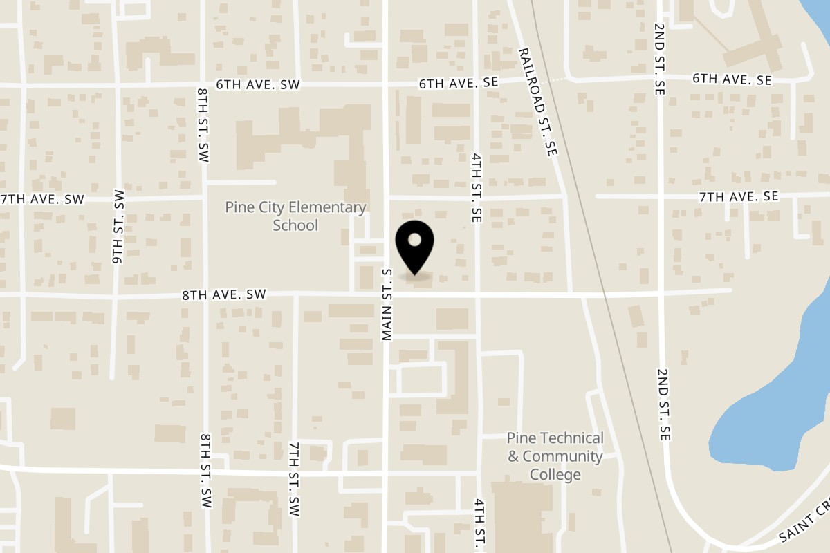 Map showing the location of Keziah's Kitchen on 515 8th Ave SE in Pine City